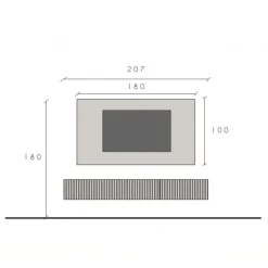 Parete attrezzata sospesa 207x180h cm effetto travertino rovere chiaro Sunset Decor 1046