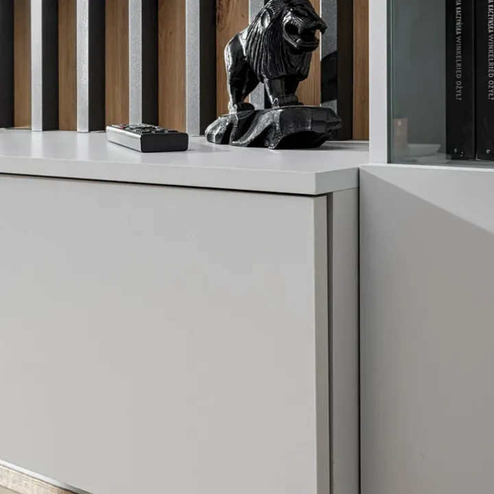 Parete attrezzata sospesa 220x148h cm nero rovere grigio perla Violina