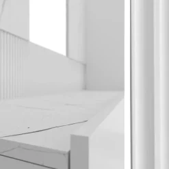 Parete attrezzata sospesa 220x150h cm con colonna bianco cannettato effetto marmo Ilaria