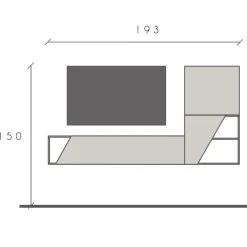 Parete attrezzata sospesa 193x150h cm moderna grigio chiaro e scuro Sunset 94
