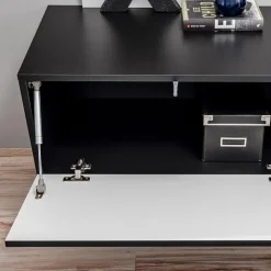 Parete attrezzata sospesa 250x170h cm con camino bioetanolo nero grigio Giotto