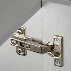 Parete attrezzata sospesa 160x120h cm pannello effetto cannettato grigio perla rovere Luvox