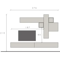 Parete attrezzata sospesa 276x210h cm moderna grigio antracite Sunset 84