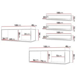 Parete attrezzata sospesa 250x150h cm bianco Kiruna 2