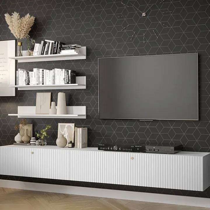Parete attrezzata sospesa 250x150h cm bianco Kiruna 2