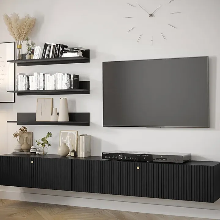 Parete attrezzata sospesa 250x150h cm nero Kiruna 2