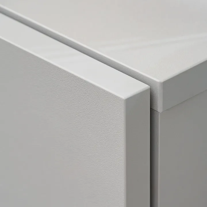 Parete attrezzata sospesa 200x150h cm pannello effetto cannettato grigio perla rovere Luvox