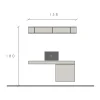 Parete attrezzata sospesa 138x180h cm bianco lucido rovere chiaro Sunset 1048