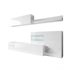 Parete attrezzata 260x167h cm angolare bianco lucido Oslo