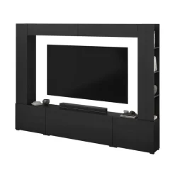 Parete attrezzata 261x194h cm 5 ante a ribalta nero grafite Arkansas