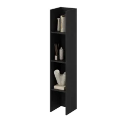 Parete attrezzata 261x194h cm 5 ante a ribalta e libreria 3 ripiani nero grafite Arkansas