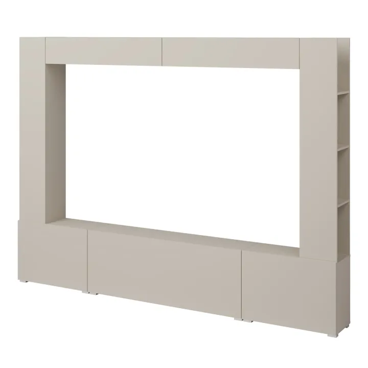 Parete attrezzata 261x194h cm 5 ante a ribalta beige cashmere Arkansas