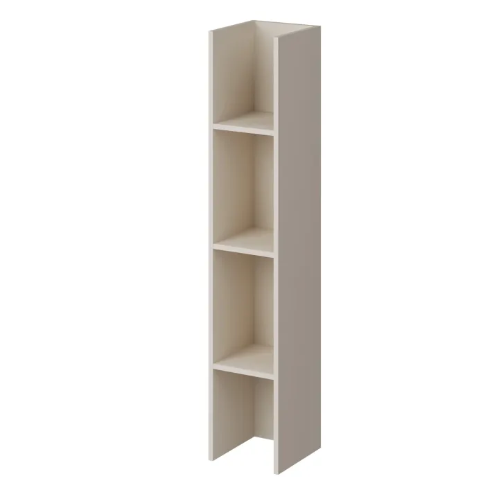 Parete attrezzata 261x194h cm 5 ante a ribalta e 2 librerie a 3 ripiani beige cashmere Arkansas