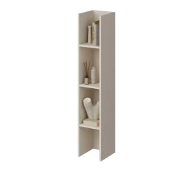 Parete attrezzata 261x194h cm 5 ante a ribalta e 2 librerie a 3 ripiani beige cashmere Arkansas