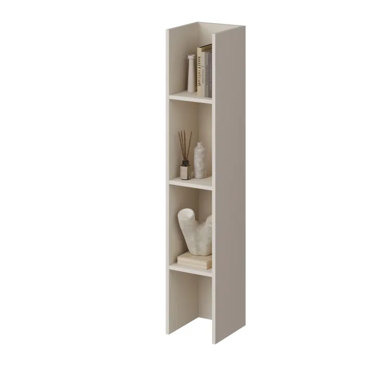 Parete attrezzata 261x194h cm 5 ante a ribalta e 2 librerie a 3 ripiani beige cashmere Arkansas