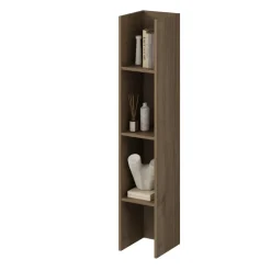 Parete attrezzata 261x194h cm 5 ante a ribalta e libreria 3 ripiani noce Arkansas