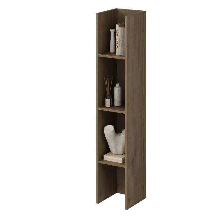 Parete attrezzata 261x194h cm 5 ante a ribalta e 2 librerie a 3 ripiani noce Arkansas