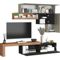 Parete attrezzata 270x200h cm antracite tortora rovere Block 2