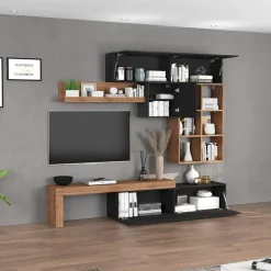 Parete attrezzata 270x200h cm antracite rovere Block 4