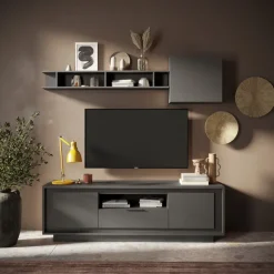 Parete attrezzata 180x200h cm antracite Deluxe