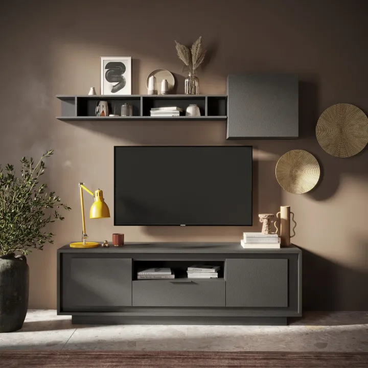 Parete attrezzata 180x200h cm antracite Deluxe