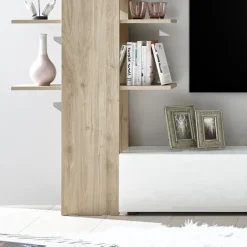 Parete attrezzata 285x187h cm bianco lucido e opaco rovere Steppi 2