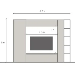 Parete attrezzata 249x186h cm bianco lucido rovere chiaro Sunset 9