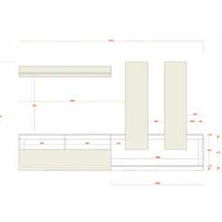 Parete attrezzata 277x200h cm bianco lucido pero soggiorno Invictus