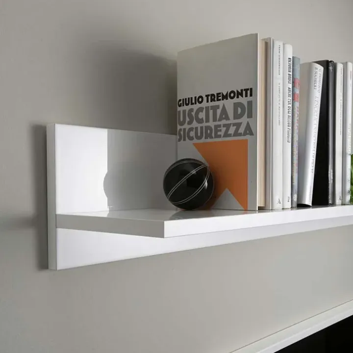 Parete attrezzata 277x200h cm bianco lucido pero soggiorno Invictus
