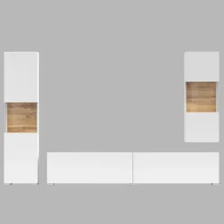 Parete attrezzata 226x140h cm bianco rovere Fusion 2