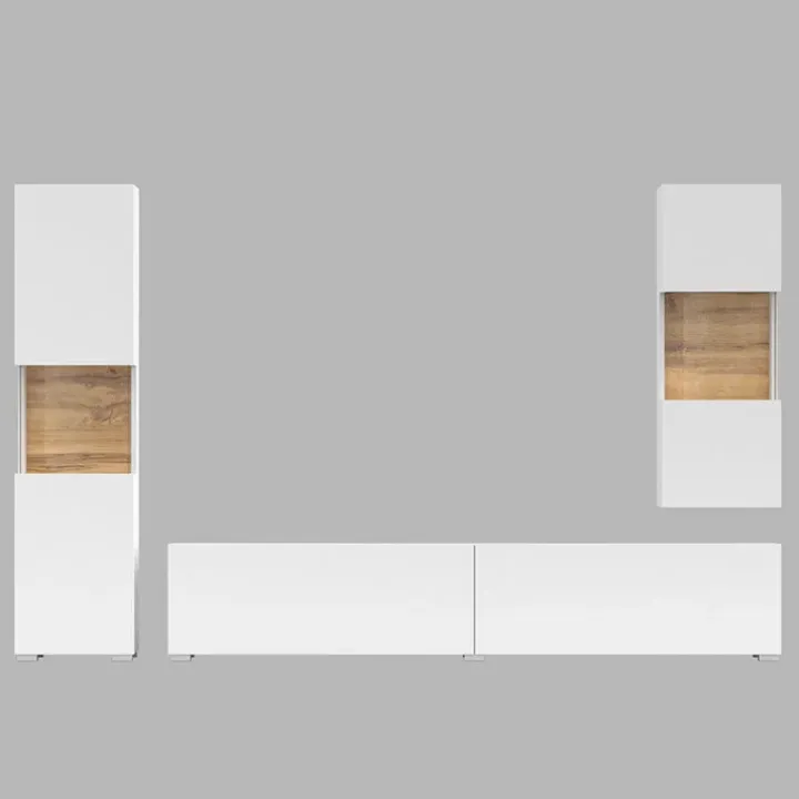 Parete attrezzata 226x140h cm bianco rovere Fusion 2