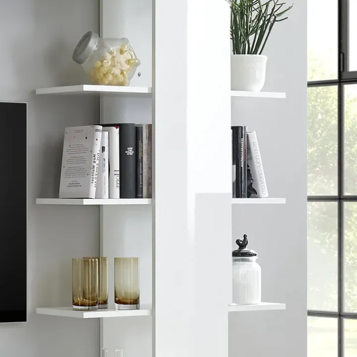 Parete attrezzata 285x187h cm bianco lucido e opaco Steppi 2