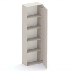 Parete attrezzata 261x186h cm con pannello cannettato effetto travertino beige rovere scuro Sunset Decor 1049