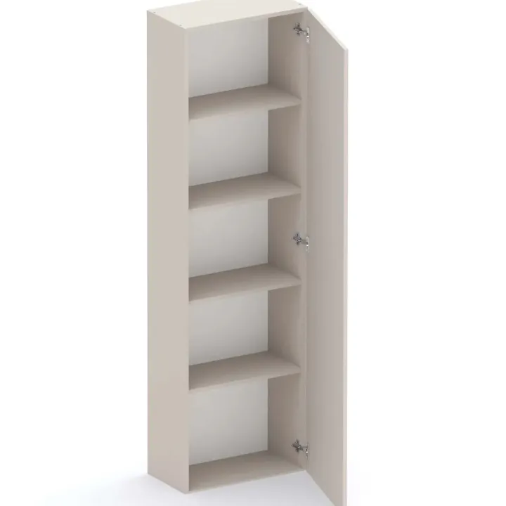 Parete attrezzata 330x220h cm con pannello cannettato beige rovere scuro nero effetto marmo Sunset Decor 1043