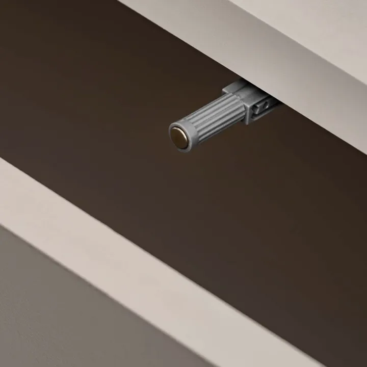 Parete attrezzata 220x175h cm con vetrina beige cashmere e bianco effetto marmo Paula