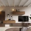Parete attrezzata 340x185h cm design moderno marrone bronzo rovere scuro Sunset 14
