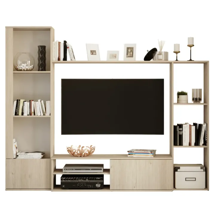 Parete attrezzata 220x178h cm mobile tv rovere chiaro Rubino