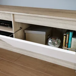 Parete attrezzata 260x181h cm mobile tv bianco rovere sonoma Himal