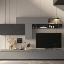 Parete attrezzata 276x180h cm moderna grigio antracite Sunset 23