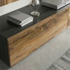 Parete attrezzata 270x176h cm moderna noce antico nero frassinato Emotion Gihome®
