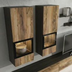 Parete attrezzata 270x176h cm moderna noce antico nero frassinato Emotion Gihome®