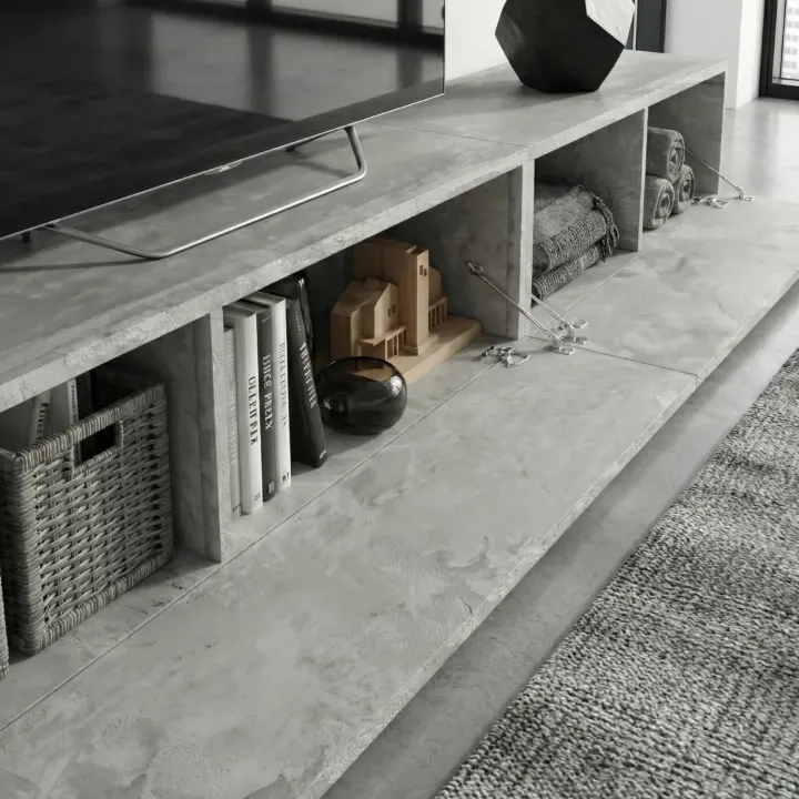 Parete attrezzata 270x176h cm moderna grigio cemento Emotion Gihome®