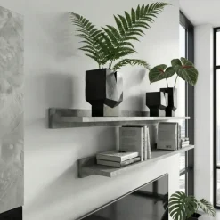 Parete attrezzata 270x176h cm moderna grigio cemento Emotion Gihome®