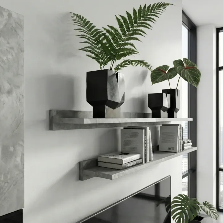 Parete attrezzata 270x176h cm moderna grigio cemento Emotion Gihome®