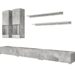 Parete attrezzata 270x176h cm moderna grigio cemento Emotion Gihome®