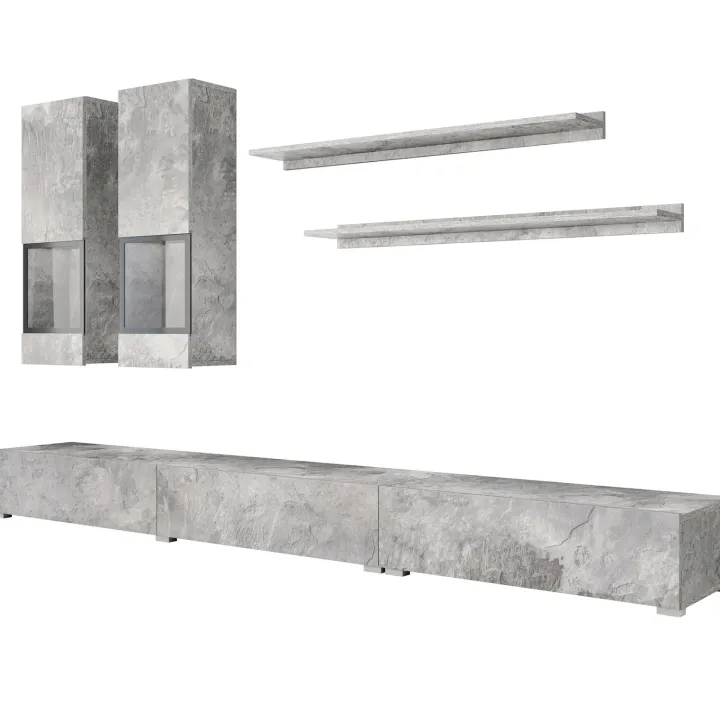 Parete attrezzata 270x176h cm moderna grigio cemento Emotion Gihome®