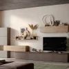 Parete attrezzata 375x170h cm moderna rovere tortora marrone Sunset 37
