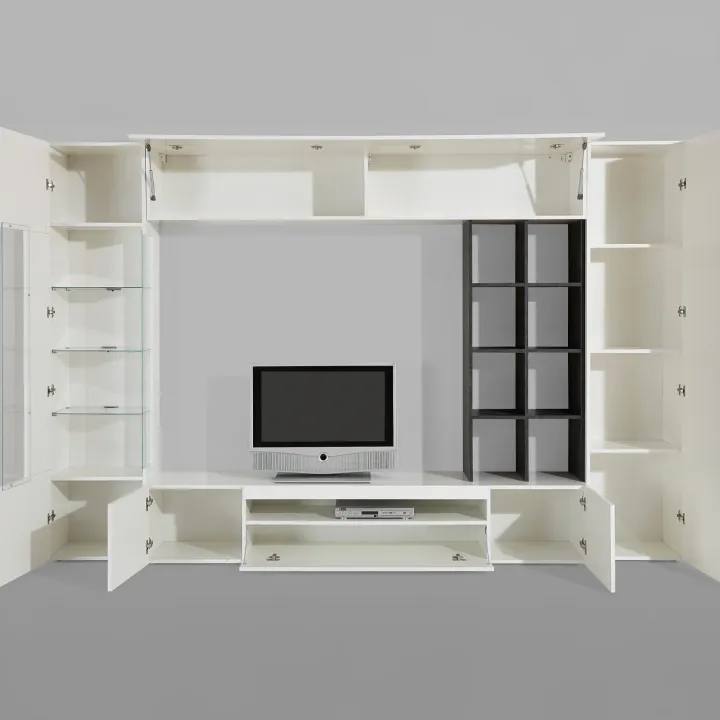Parete attrezzata 290x192h cm moderna bianco lucido Zenith