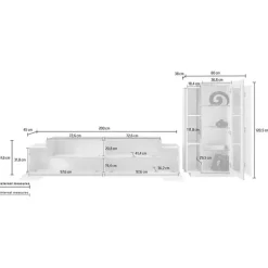 Parete attrezzata 290x121h cm moderna bianco lucido acero Milos Gihome®