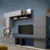 Parete attrezzata 340x190h cm moderna antracite grigio Sunset 6